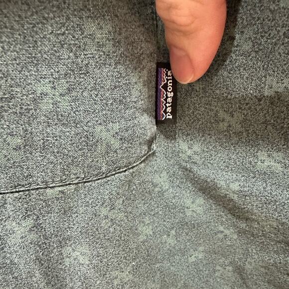 Patagonia Mens Cross Print Hemp Blend Short Sleeve Button Up Shirt Size XXL Blue - Picture 8 of 11